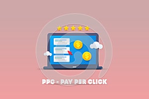 Minimal 3d style design - Pay per click advertising technology, ppc adword campaign concept.