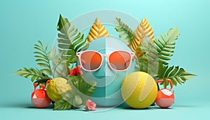 Minimal 3D summer scene. Miniature ultra realistic creative concept for advertisement created with AI