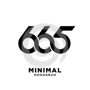 Minimal 665 Black Number vector Logo Design