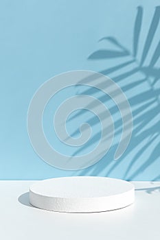 Minimal abstract background for the presentation of a cosmetic product. A cylindrical white scene, premium podium