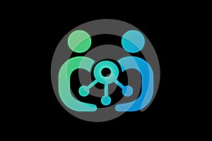 Minimal abstract human network connection logo design
