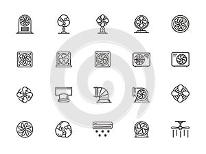 Minimal airflow line icon set