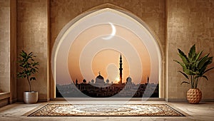 Minimal Arch with Crescent Light