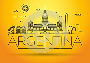 Minimal Argentina Linear Skyline with Typographic Design photo