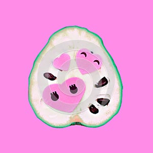 Minimal Art. Cherimoya fruit. Candy colours concept