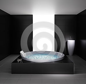 Minimal bathroom with jacuzzi bathtub