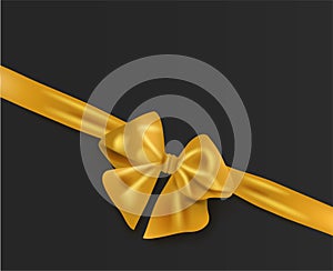 Minimal black Abstract background gold bow with ribbon.vector illustration