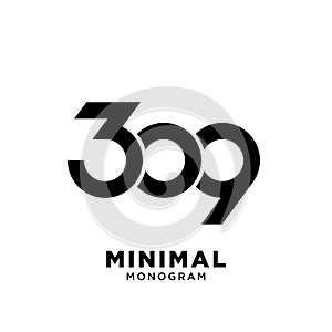 Minimal 309 Black Number vector Logo Design