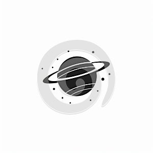 Minimal Black Planet Logo Design On White Background