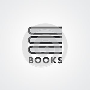 Minimal book stack logo for bookstores, libraries, publishers, reader communities, encyclopedias and etc. Vector design