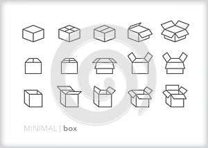 Box icons of cardboard packages set in different configurations photo