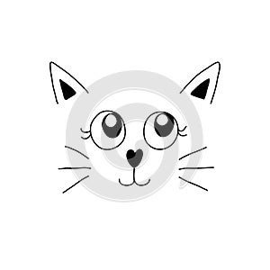 Minimal cartoon image of cute cat face. Vector illustration.