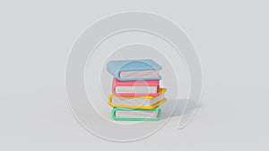 Minimal cartoony books 3D render illustration