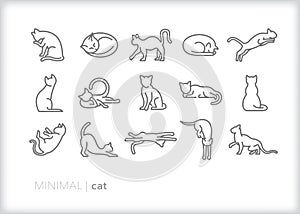 Cat icon set of felines in different positions photo