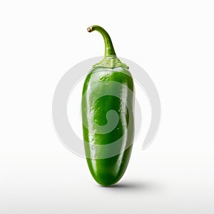 Minimal Chicano-inspired Green Pepper On White Background