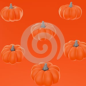 Minimal clay style pumpkins for background  and banner. Fall season concept. 3d Rendering