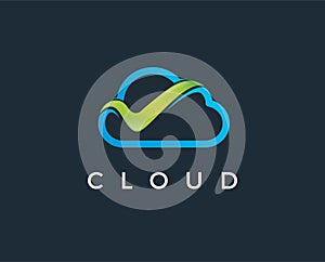 Minimal cloud logo template - vector illustration