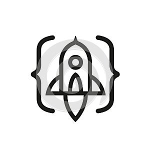 Minimal Code Rocket Logo Startup Vector Design