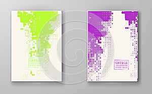 Minimal color covers designset. Geometric circle halftone colour background