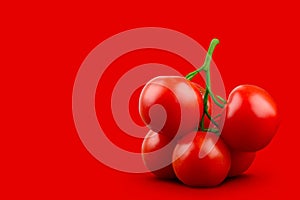 Minimal composition of tomatoes on red background