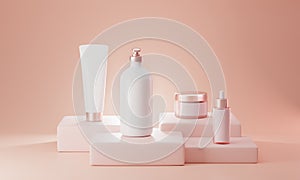 Minimal Cosmetics skincare white packaging 3d rendering