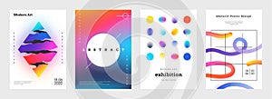 Minimal cover. Abstract geometric music posters and book titles with simple shapes and vibrant bright colors. Vector