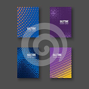 Minimal covers design. Geometric patterns set. Minimalistic identity template. Colorful halftone gradients. Vector