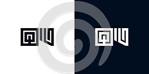 Minimal creative initial letters QU logo