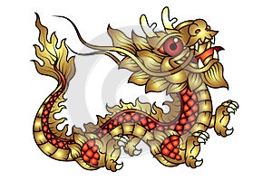 Minimal cute golden Chinese dragon Lunar day festival