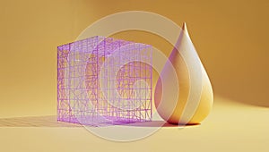 Soft Pastel Drop with Transparent Cube