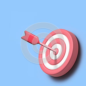 Minimal dart arrow hit the center of target. Business finance target, goal of success, target achievement concept. Realistic 3d