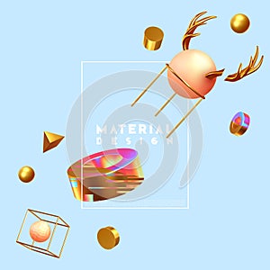 Minimal design abstract background with shapes 3d. Realistic render . Creative design poster, minimal art trendy vector