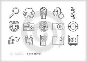Detective icon set for a spy or investigator on the case