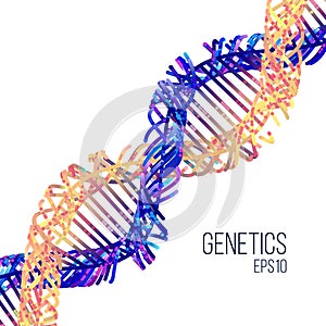 Minimal dna helix flat illustration on the white background