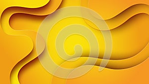 Minimal dynamic gradient on yellow background with copy space. Geometric Backdrop. Fluid 3d shapes composition. Copy space