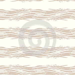 Minimal ecru jute plain horizontal stripe texture pattern. Two tone washed out beach decor background. Modern rustic