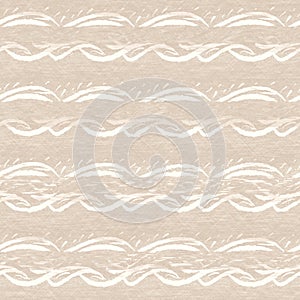 Minimal ecru jute plain horizontal stripe texture pattern. Two tone washed out beach decor background. Modern rustic