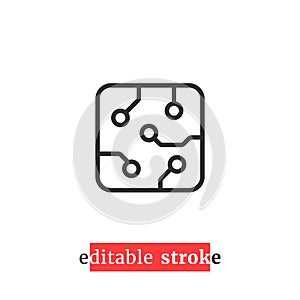 Minimal editable stroke microchip icon