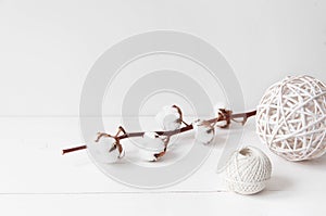 Minimal elegant composition with cotton, balls