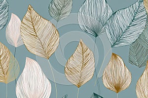 Luxurious striped leaves floral pattern