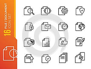 Minimal file document line icon set