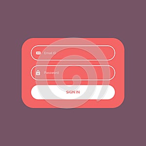 Minimal flat color login form ui template design