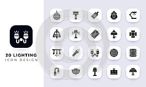 Minimal flat lighting icon pack