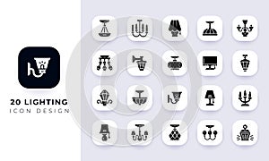 Minimal flat lighting icon pack