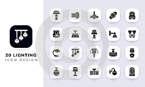 Minimal flat lighting icon pack