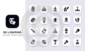 Minimal flat lighting icon pack