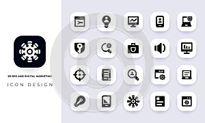 Minimal flat seo and digital marketing icon pack