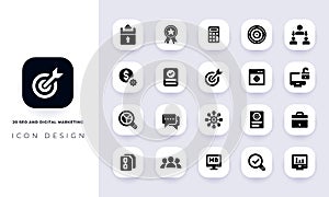 Minimal flat seo and digital marketing icon pack