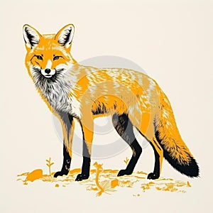 Minimal Fox Illustration Print By Billy Mcguigan