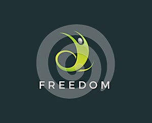 Minimal freedom people logo template - vector illustration